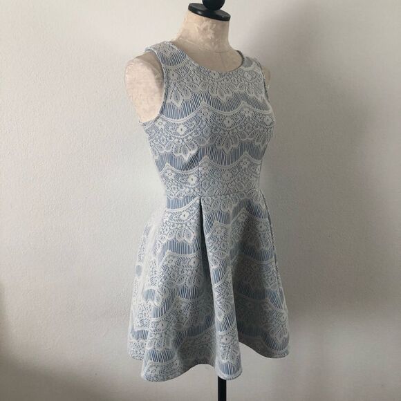 Windsor Pastel blue lace skater dress - Picture 3 of 5